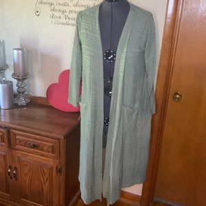 LULAROE | Sarah Longline Green Duster Ribbed Festival Career Layering Jacket | M